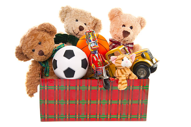 Donation Boxes with Teddy Bear, Balls and Toys